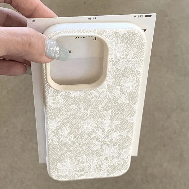 Phone Case: Phone Case - 1pc Lace Pattern 2d Trendy Brand Pattern Full Coverage Lychee Texture Phone Case For Iphone 17 16 15 14 13 12 11 Pro Max Xs Xr 8 7 Plus Phone Case