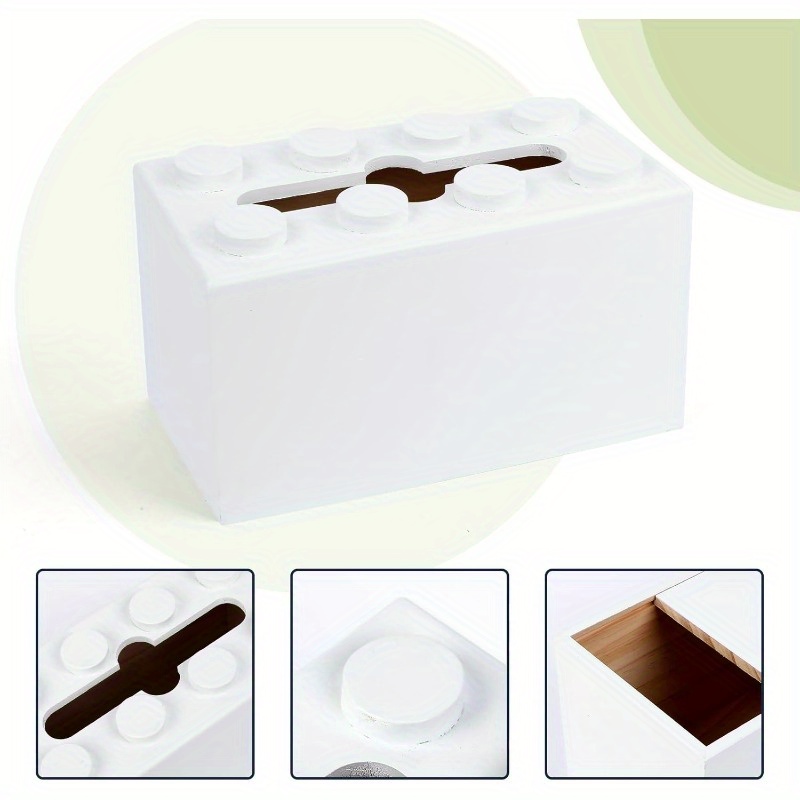cute building blocks themed tissue box cover rectangular wooden napkin holder with 6 compartments ideal for home decor in living room kitchen   napkin holder for table kitchen accessory   design wooden construction napkin holder for table Product details 2
