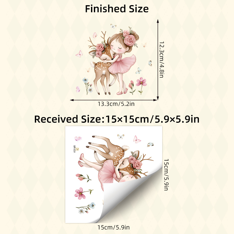 Princess Holding Deer Switch Plate Cover - Fairytale Fantasy Wall Decals, Removable Self-adhesive Animal Wall Art For Bedroom, Room, Kitchen, Waterproof Home Decor Stickers Stickers