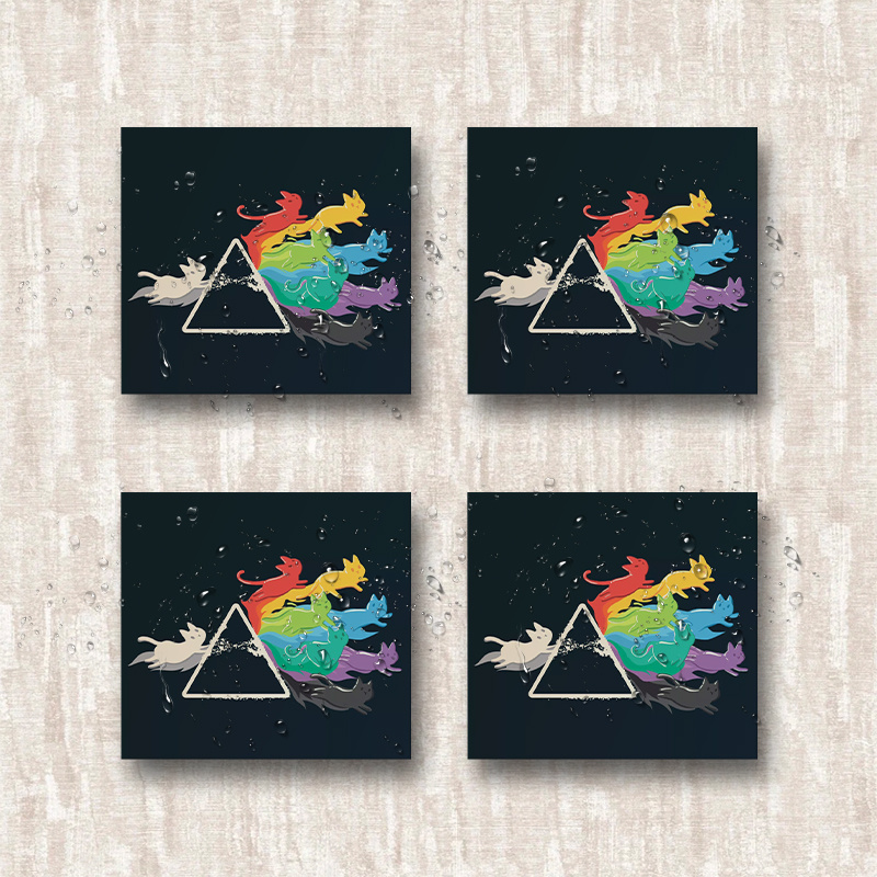4pcs Colorful Cat Prism Sticker     Rainbow   Science - for bumpers, windows, laptops, trucks,  , water bottles, -   le and versatile