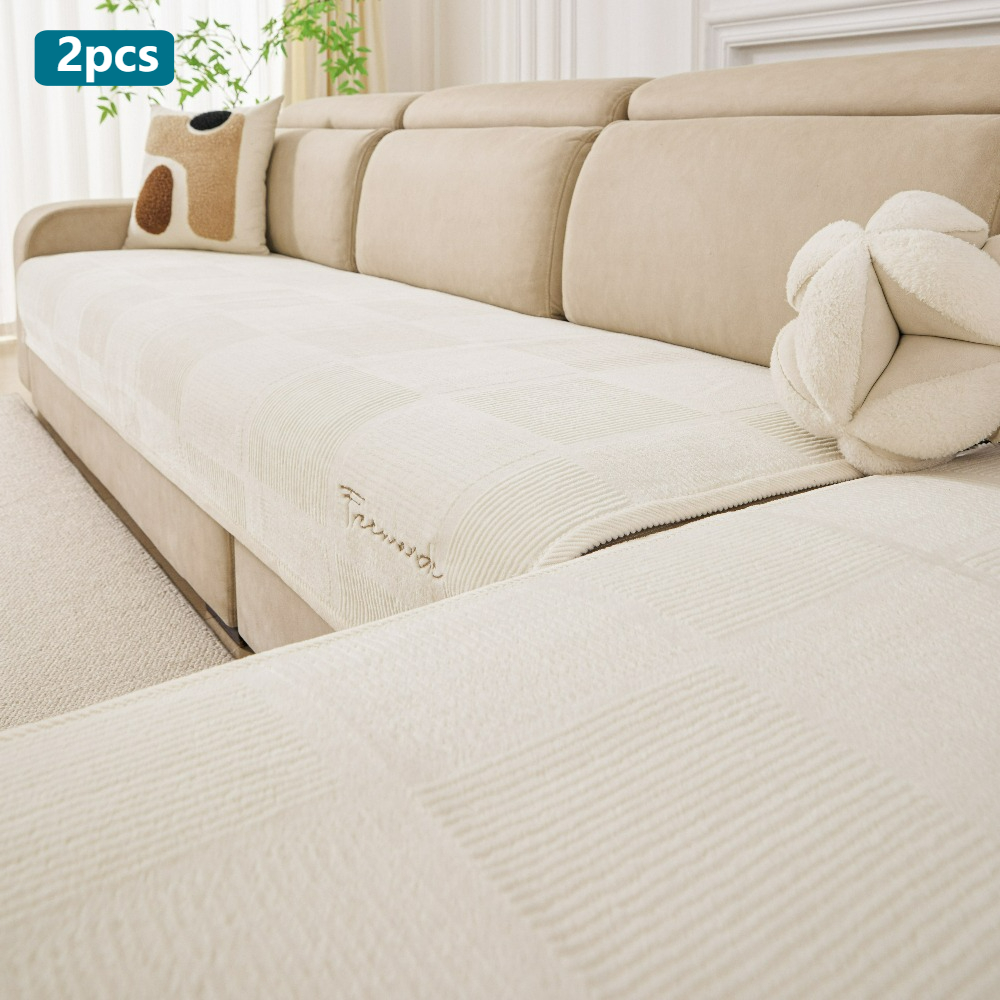 Image of 2pcs Embroidery Non-slip Sofa Cover Sofa Slipcover Sofa Cover, Couch Cover Universal Furniture Protector For Bedroom Office Living Room Home Decor