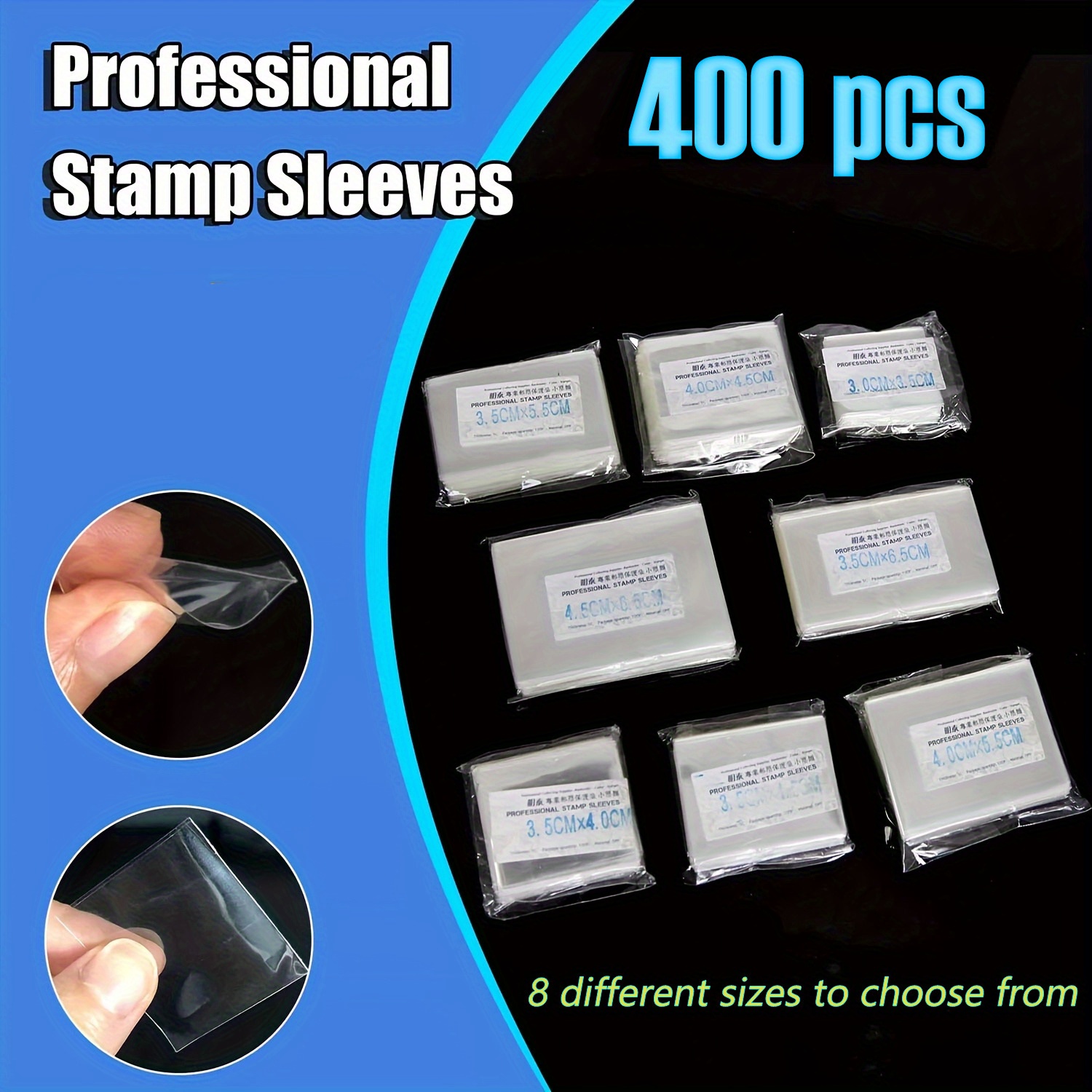 800 OPP-Stempelbeutel In 8 Größen - Transparente Schutzfolien Für Briefmarken & Sammelstücke