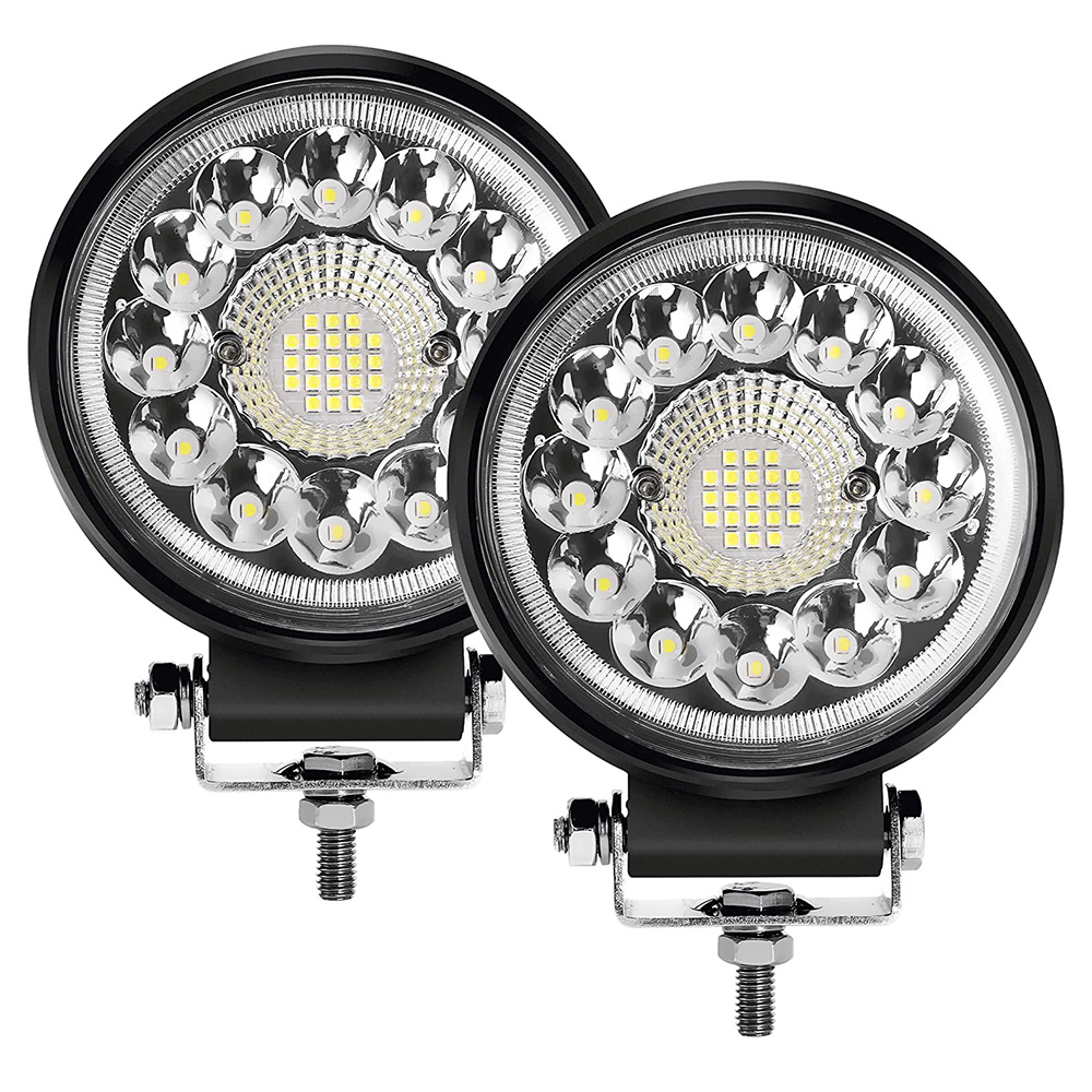 TEMU Set Of 2 Round Led Off-road Light Pods, 4.5 Inches, 42 Watts, Designed For Off-road Driving, Suitable For 12v Vehicles Like Trucks, Tractors, , And Boats, Without Battery