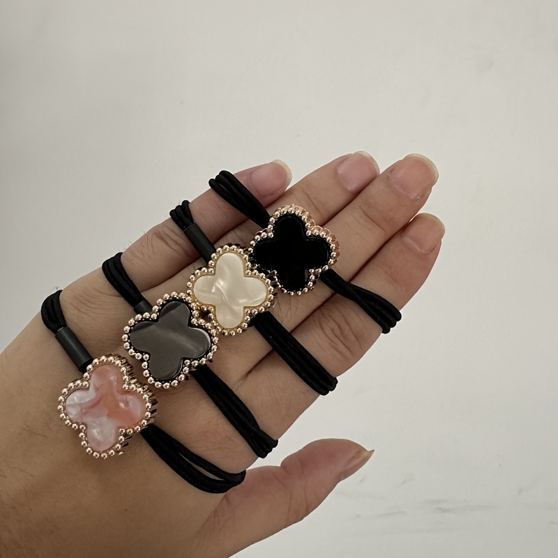 TEMU 4pcs Korean Style Damage-free Elastic Hair Ties For Women, Gentle Hair Ropes Reduce Frizz, Soft Stretchy Hair Bands Suitable For Braiding And Ponytails