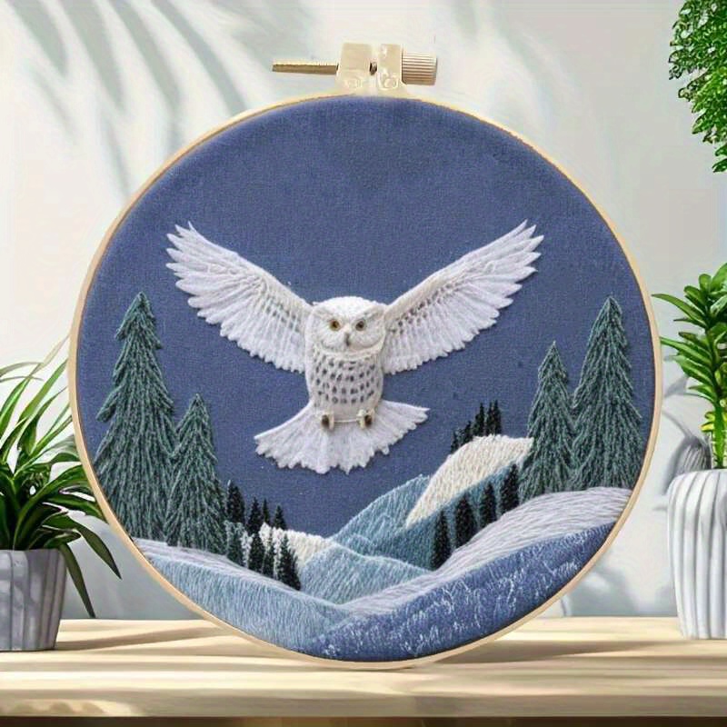 TEMU 【商品名】フクロウの山の風景 クロスステッチ 刺繍キット 大人向けソーイング＆手作りレーションに最適