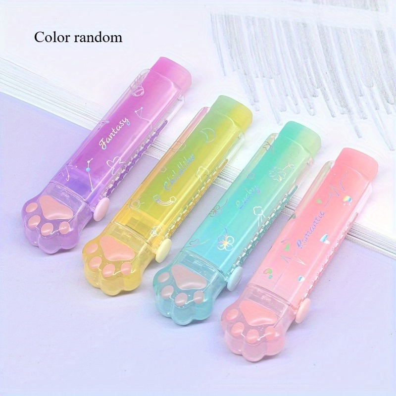 1 Random Color Cartoon Cat Paw Eraser, Cute Ice Cream Jelly Retractable Eraser, Portable Creative Drawing Stationery, Protective Shell, Adjustable Length, Full Of Elasticity, Clean And -free, In