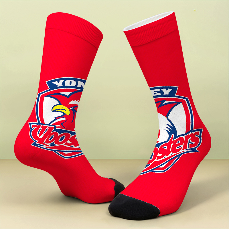 TEMU A Pair Of Printed Socks Red '' Sock Print - Rooster Comfortable Breathable Novel Cute And Crazy Gift