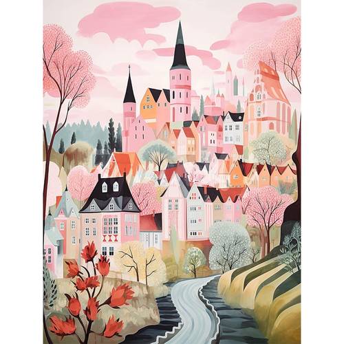 immagine dell'articolo kit di pittura con diamanti per adulti - kit romantici di pittura con diamanti a forma di per adulti, casa di pittura con diamanti, artigianato con a trapano completo per decorazioni murali domestiche x, 40x30cm 15.74x11.8in