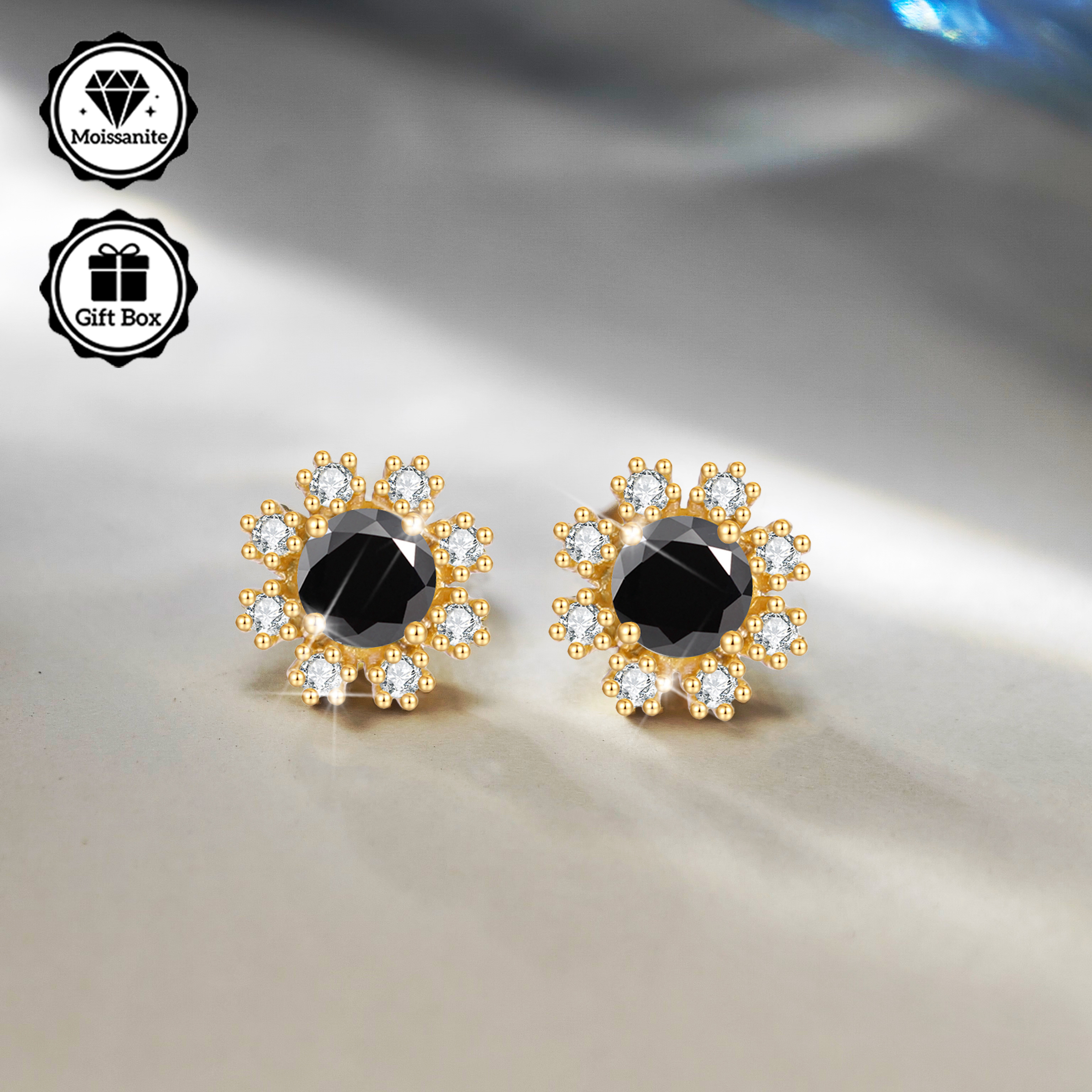TEMU A Pair Of 1-carat Moissanite-encrusted Ear Studs, Snowflake Ear Studs With Hypoallergenic Auricular Needles, Minimalist Men's Earrings, Colorful
