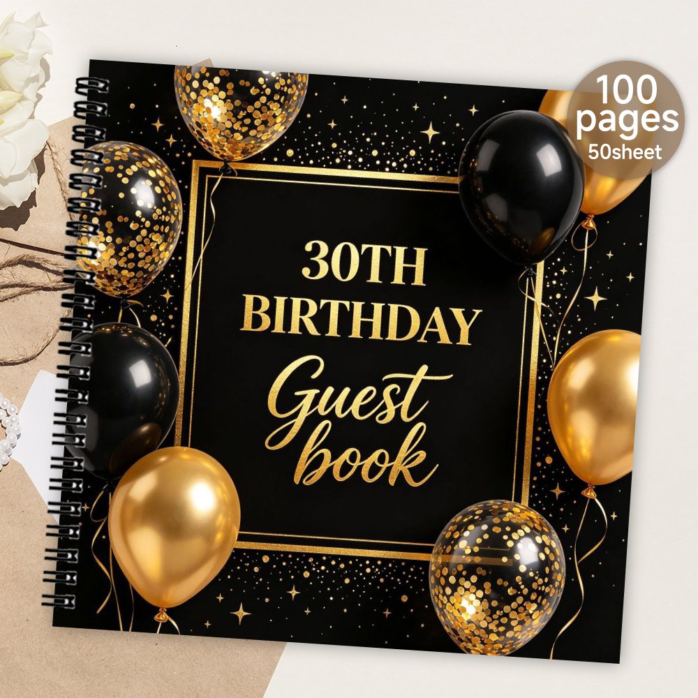 TEMU 1pc Spiral Guestbook, 30th Birthday Blank Page Guest Book, Meaningful Gift & Souvenir Album For Family & , Message & Signature Book For 30th
