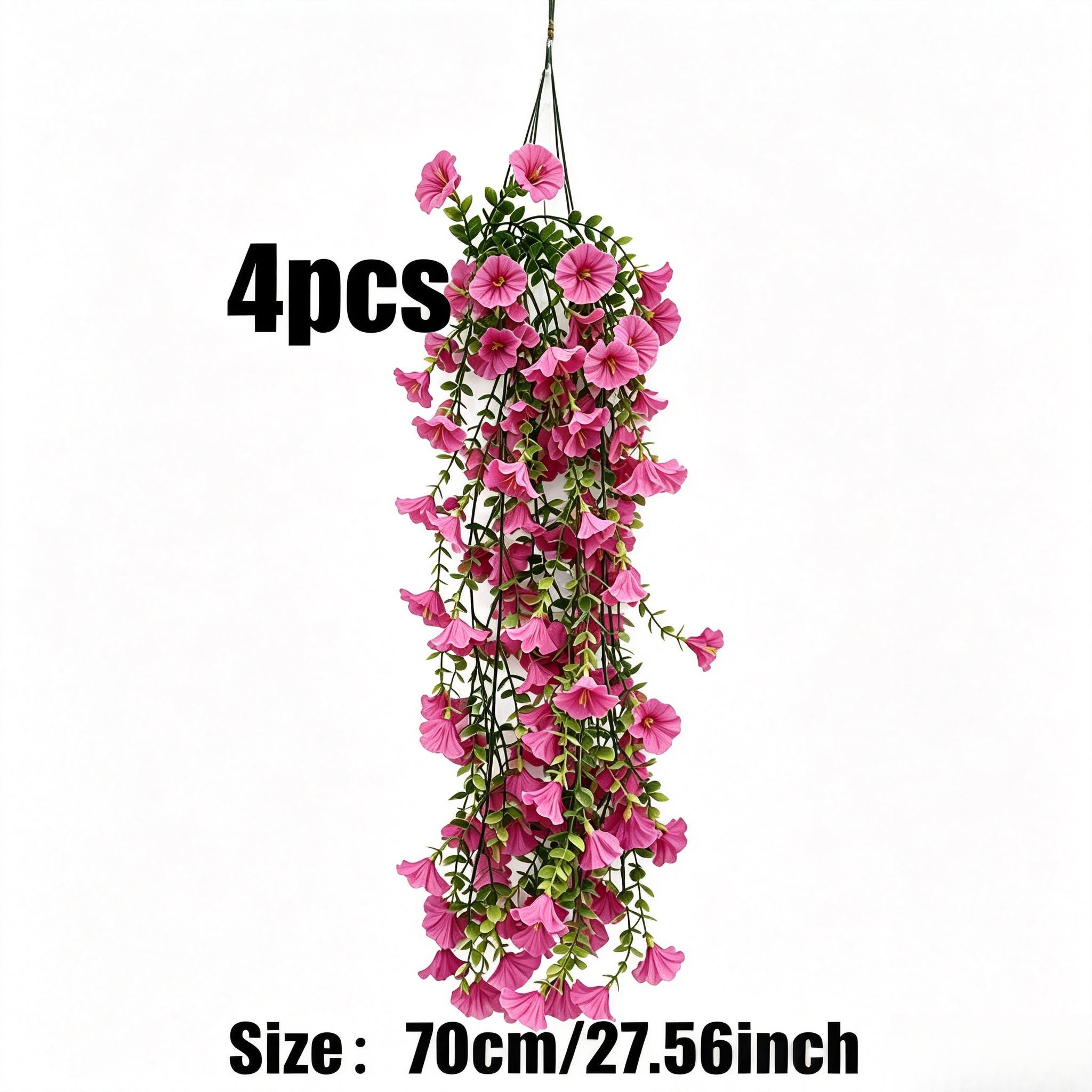 TEMU Paquete de 4 enredaderas colgantes de peonías artificiales con flores en flor - Peonías falsas para interiores/exteriores, adecuadas para ,
