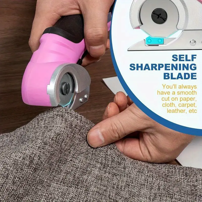 1pc cordless electric scissors rotary cutter for cloth fabric leather carpet with interchangeable attachments multi cutting durable storage case perfect gift for diy enthusiasts crafters sewing projects details 0