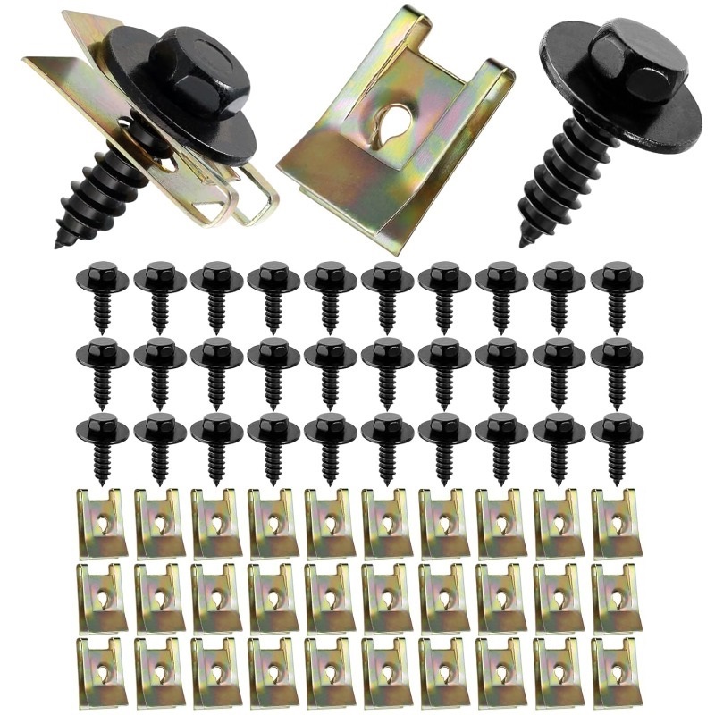 TEMU Ensemble de 60 pinces de montage robustes en U avec vis auto-taraudeuses et boulons - Construction métallique résistante à la corrosion,