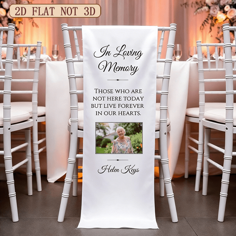 TEMU 2d Flat, 2d Flat Banner, 1pc Personalized In Loving Memory Wedding Chair Banner Memorial Remembrance Sign, Memorial Wedding Banner, Memory Chair Sign, 2d Flat