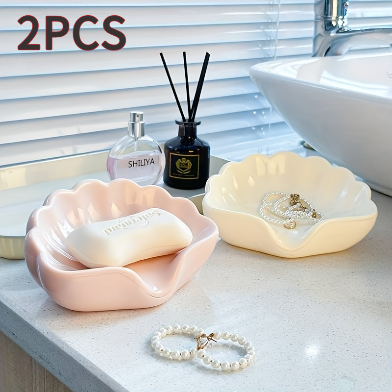 TEMU 2 plateaux de , plateau de rangement pour savon de bain, plateau de tri à double usage pour lavabo, rangement pour savon, bijoux, cosmétiques et