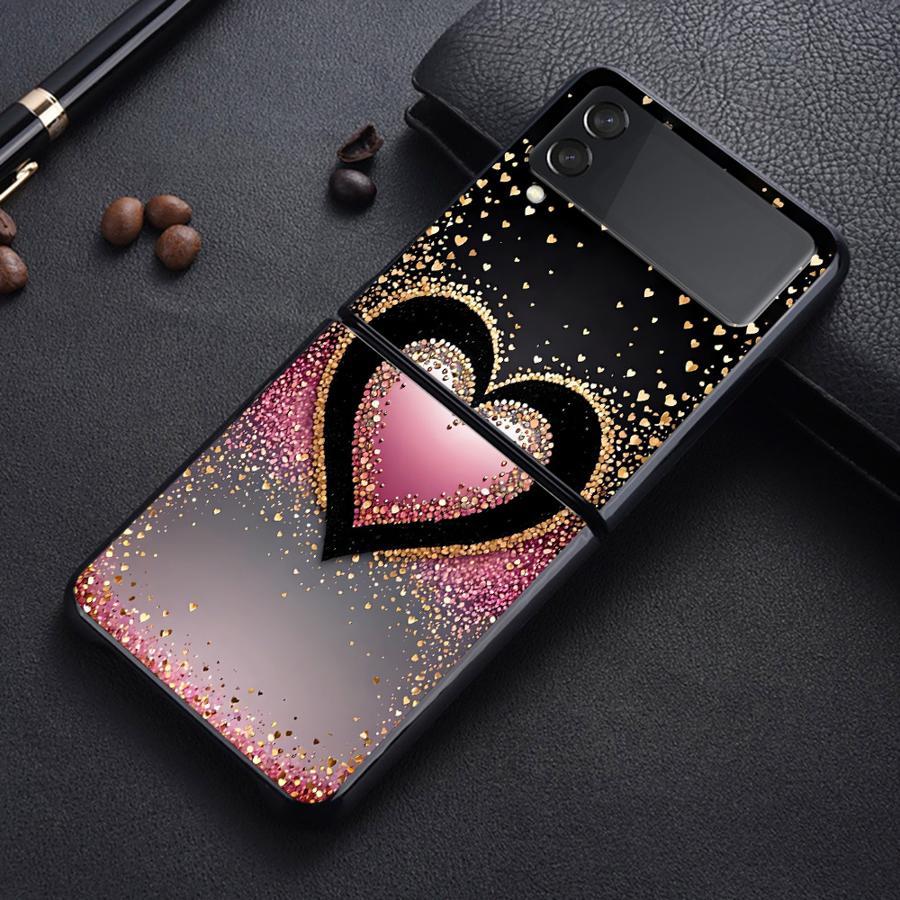 TEMU Phone Case - Heart Decoration Pattern Hard Back Cover Phone Case Suitable For For Galaxy Z Fe Z Flip 7 6 5 4 3 Z Flip4 Z Flip5