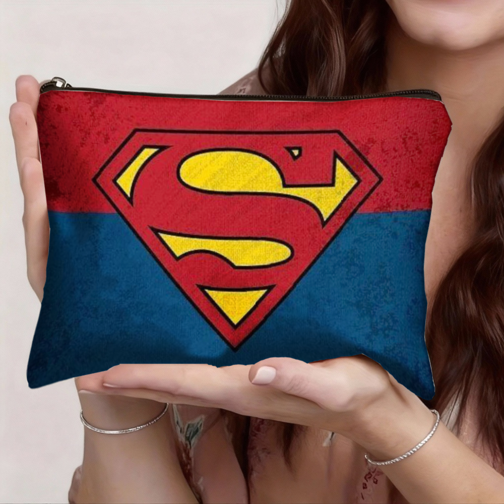 TEMU 1pc Warner Cartoon Movie Comics Superman Makeup Bag Cosmetic Bag Toiletry Bag Organizer Pouch Double-sided Printing Zipper Closure Travel Gifts