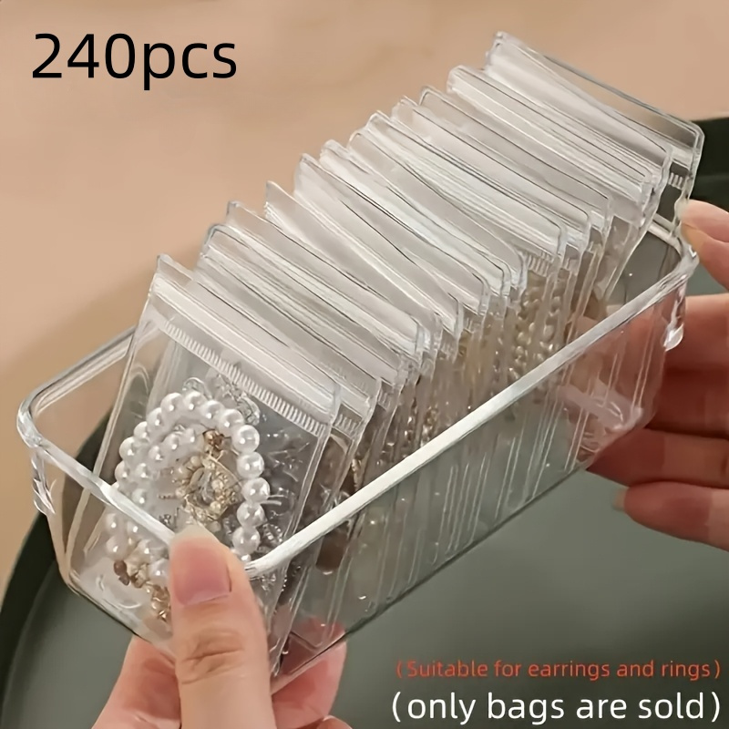 TEMU 240pcs Bolsas de Joyería Transparentes de PVC Reutilizables Autosellables, Bolsas Transparentes con Cremallera para Joyería - Resistentes al