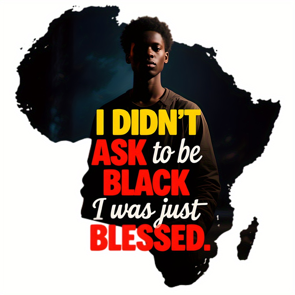 TEMU 1pc 10-inch Heat Transfer Stickers Themed For The Festival Featuring A Design Of Africa's Silhouette With ' Ask To .' Washable Polyurethane