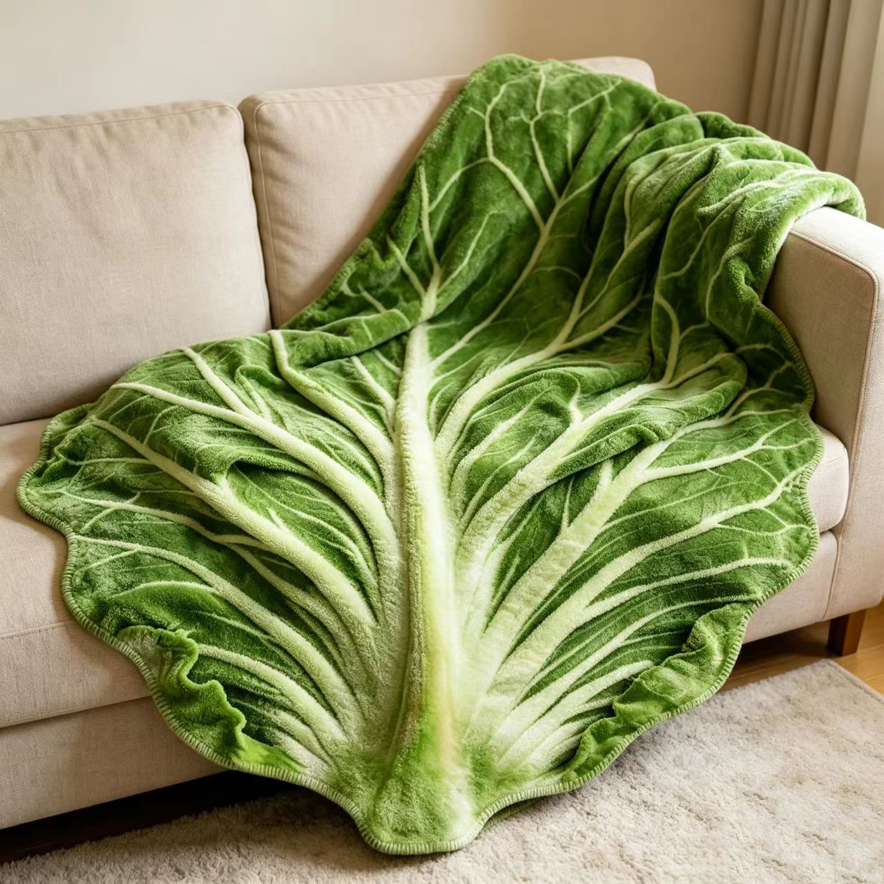 TEMU 【創造的な大きなキャベツ型フ】リアルな野菜のナップ、オフィスソファカバー、レーション、柔らかく肌に優しい、暖かくオール対応