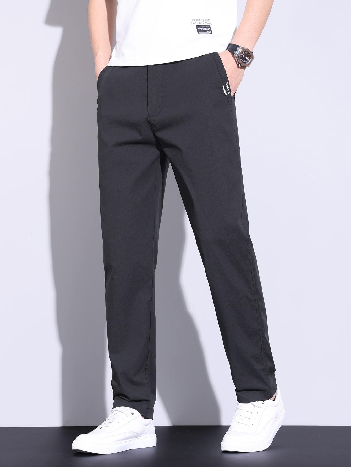 Men s Black Stretch Casual Pants,   Fit Lightweight Quick Dry Trousers, Business Casual Daily Wear Chinos for Men