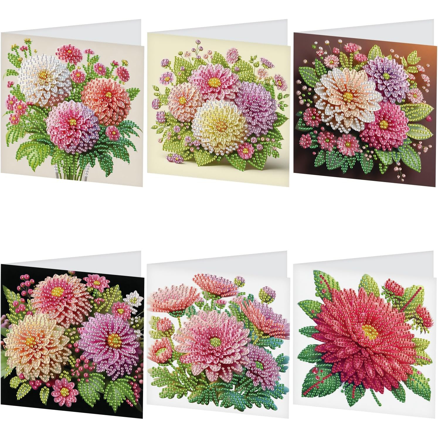 TEMU 6pcs Diy Greeting Cards, Diamond Painting Greeting Cards, Adult Birthday Greeting Cards, Adult Holiday Birthday Blank Cards, With Holiday