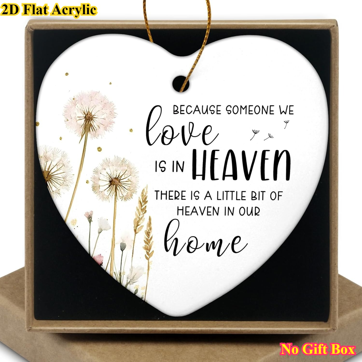 TEMU 2d Flat, 2d Flat Printing, 1 Heart-shaped Acrylic - " Are In Heaven, We Have A Little In " - Elegant Golden, Perfect For Christmas Decorations,