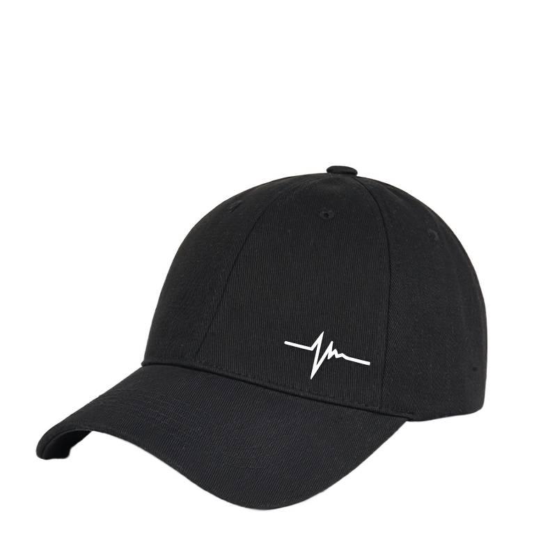   2025   baseball cap lightweight breathable adjustable unisex heartbeat line geometry pattern black   suitable for casual golf sports fathers day graduation gift casual outfit modern fashion durable construction
