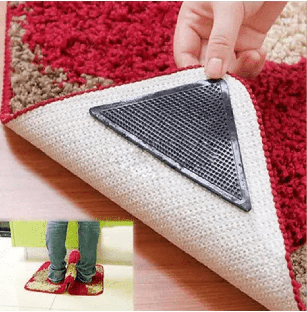 4 8pcs set   washable rug gripper anti slip reusable rubber mat non slip patch tape for tile floors carpets corners pad details 7