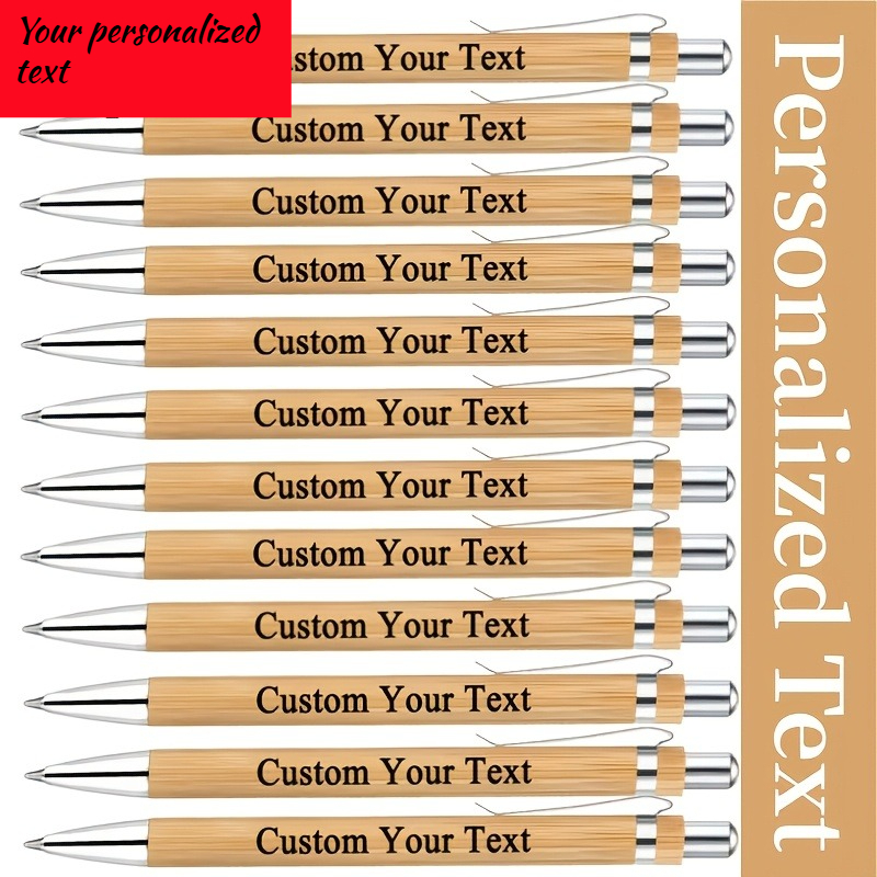 TEMU 18pcs Light Bamboo Ballpoint Pens, Supporting Text Engraving Customization. Texture For Smooth Writing, Ideal As Exclusive Commemorative Gifts