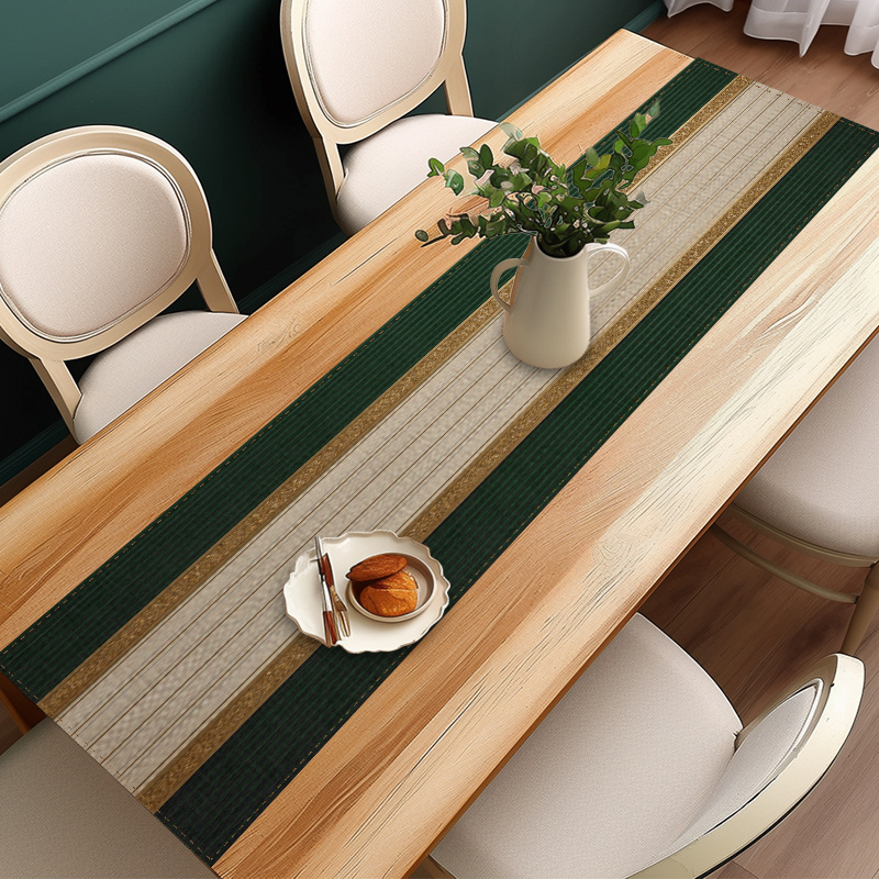 TEMU 1pc Elegant Striped Table Runner With - Shiny Suitable For Christmas, Festive Dining Table Decor, Kitchen Runner, For Holiday Parties, Use For