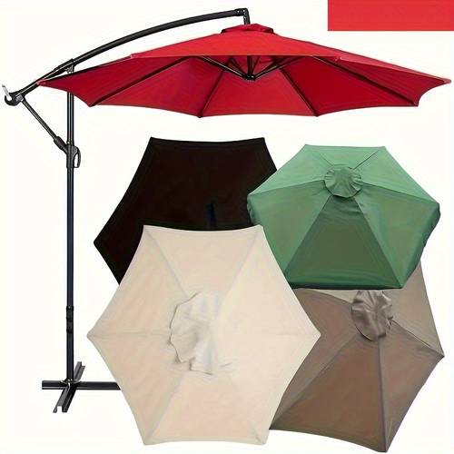 replaceable umbrella set 9ft 10ft 6rpo 8rpo waterproof uv30 garden backyard pool umbrella canopy replacement parts beige 2 7m 8rpo durable plastic frame easy to for garden umbrella replacement traditional waterproof canopy