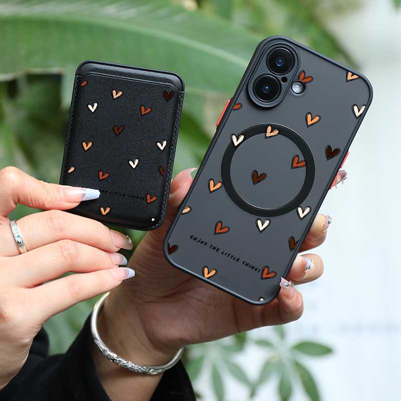 TEMU Phone Case - 2pcs 1 Set&fashionable Luxury All Inclusive Shockproof Colored Heart Pattern For Iphone 16 15 14 13 12 11 Pro 8 Pus Magnetic Phone