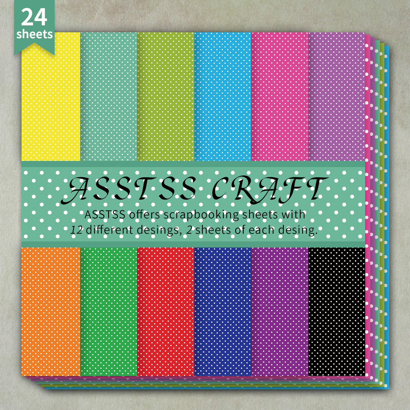 TEMU 24-sheet Asstss 6*6inch Scrapbooking Paper Pad, Colorful Polka Dot Vibrant Style Backing Paper Supplies, Heavyweight Cardstock For Journaling,