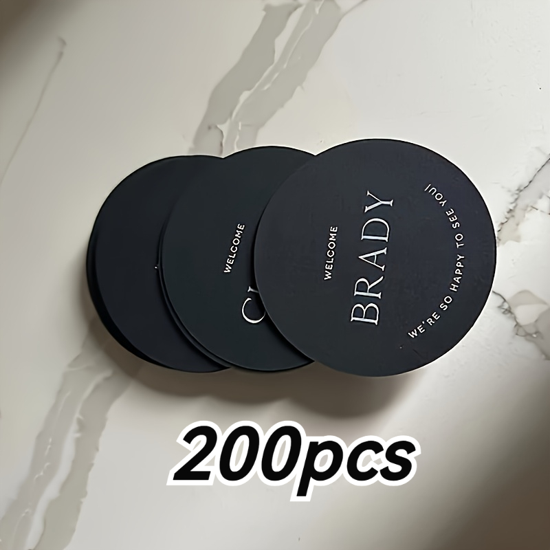 TEMU 200/400/600pcs Custom Photo/text/logo Paper Coasters - 350gsm Thick Art Paper Drink Coasters, Cards With Self- Design, Suitable For Weddings,