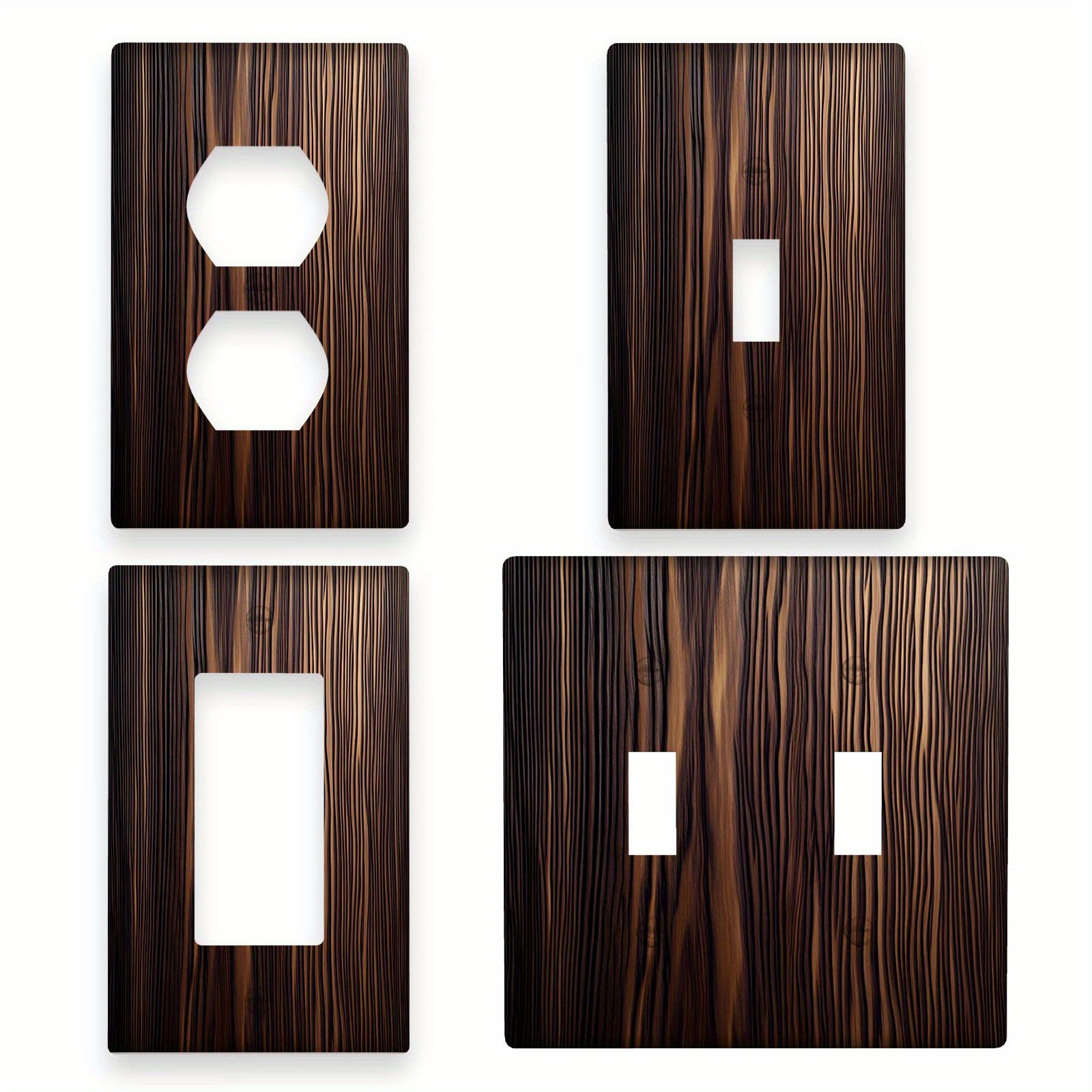 

1pc 1gang/2gang Wood Texture Decorative Light Switch Wall Plate Cover Electrical Outlet Cover Receptacle Plug Face Plate For Kitchen Decoration