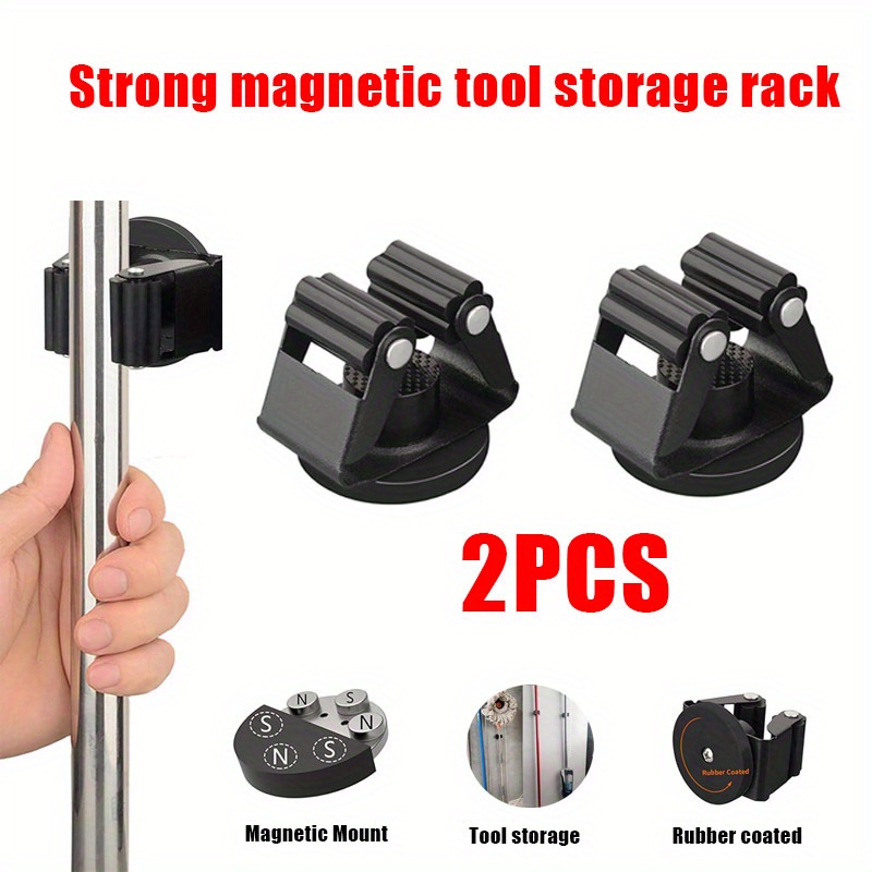 TEMU Magnetic Storage Rack For Tools, Including Mop Hooks, Tool Hooks, And Warehouse Storage Solutions.
