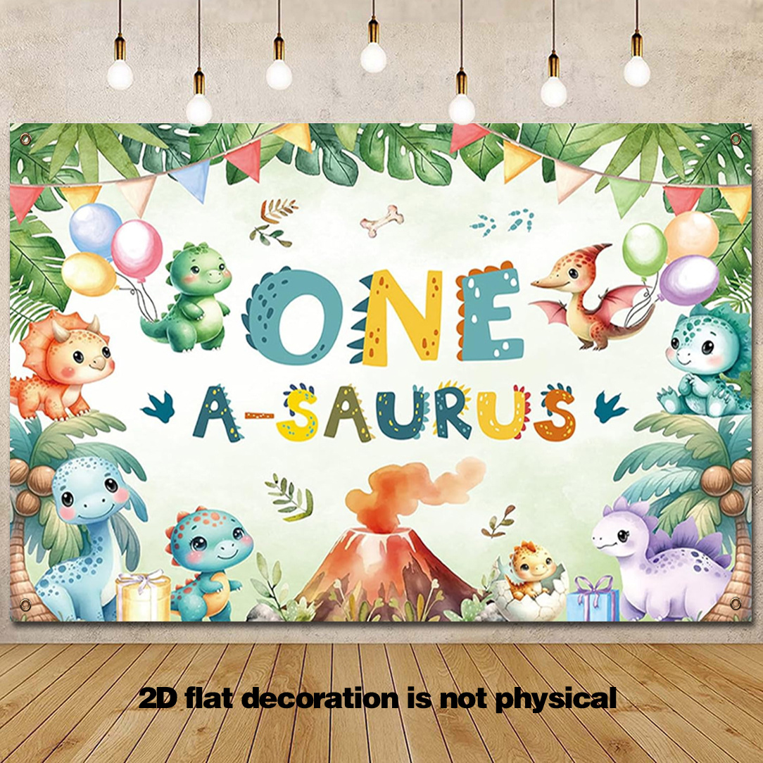 TEMU Plat 2D, Bannière Plate 2D, 1 pièce, Toile de Fond d'Anniversaire pour Décorations de 1er Anniversaire , Bannière Jungle Dinosaure, Arrière-plan