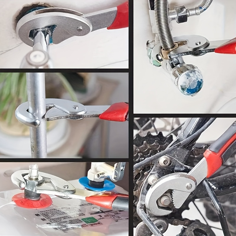 Llave de Tubo Versátil de Doble Extremo - Ajustable de 0.61cm a 3.2cm, Instalación Rápida con Cierre de Presión, Ideal para Reparaciones en Interiores y Exteriores, Acero al Carbono