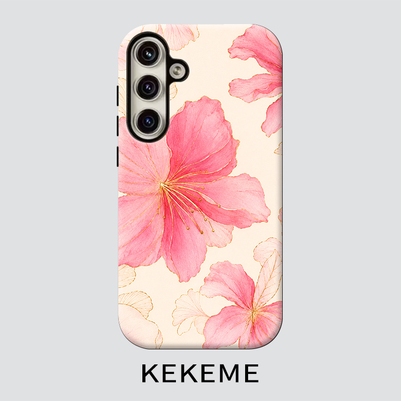 TEMU Phone Case: Kekeme Pink Hibiscus Film- -one Phone Case, Suitable For Galaxy S26 S25 S24 S23 S22 S21 S21  S21 Fe Edge S20 A15 A16 A17 A23 A32 A34