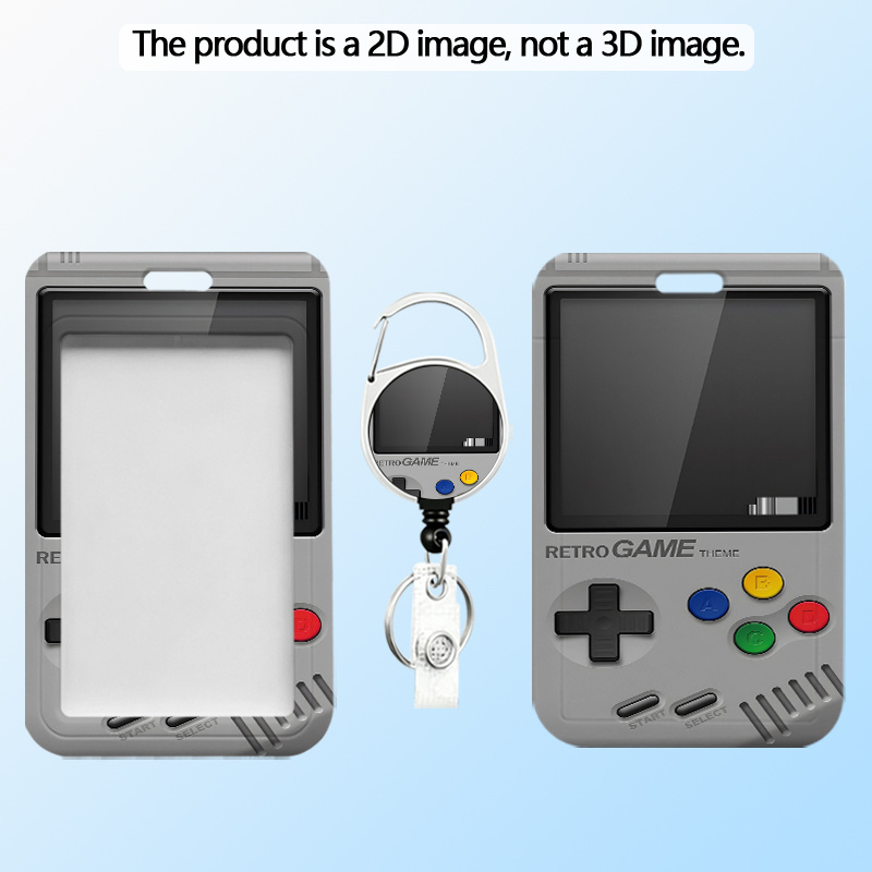 TEMU [Plat 2D] Porte-cartes à motif imprimé écran de boutons de console de jeu vintage avec lanière à badge à boucle rétractable - Porte-cartes