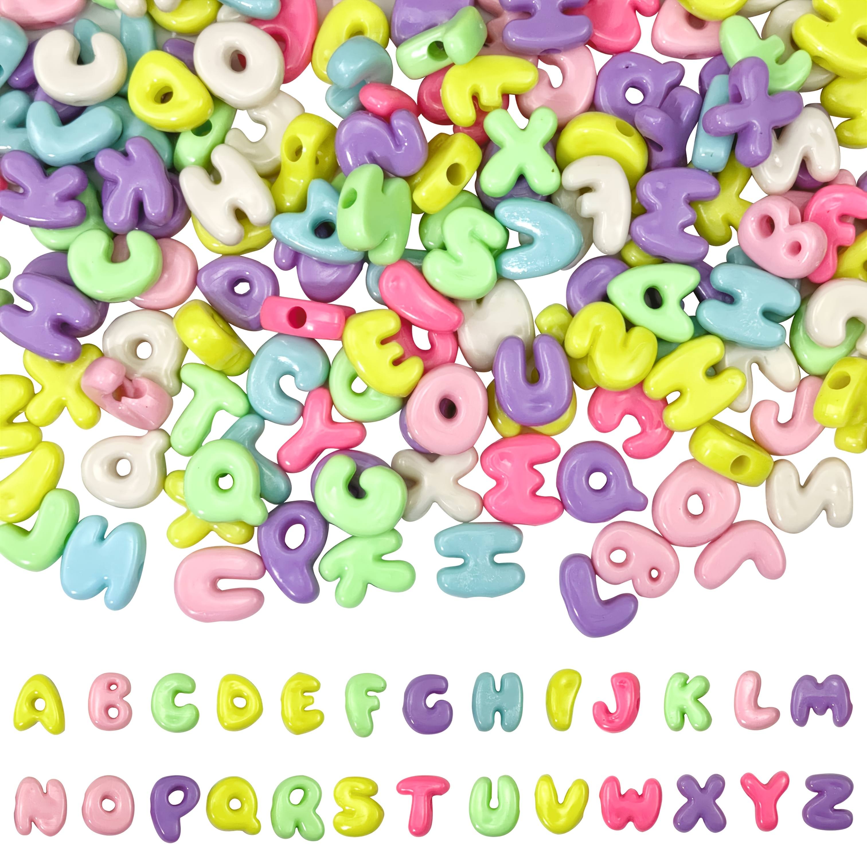 TEMU 500 , 175 pièces, perles de lettres 3D amusantes et colorées, perles de lettres acryliques A-Z à trou large de 6 mm, , perles de lettres