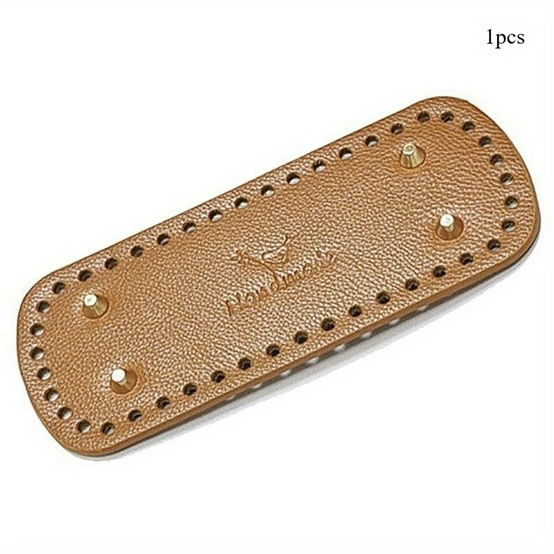 TEMU 1pc Base de Sac au Crochet Élastique en Similicuir avec Trous Pré-Perçés - Base d'Artisanat Ovale 7.87x3.15inch, Utilisée pour la Fabrication de