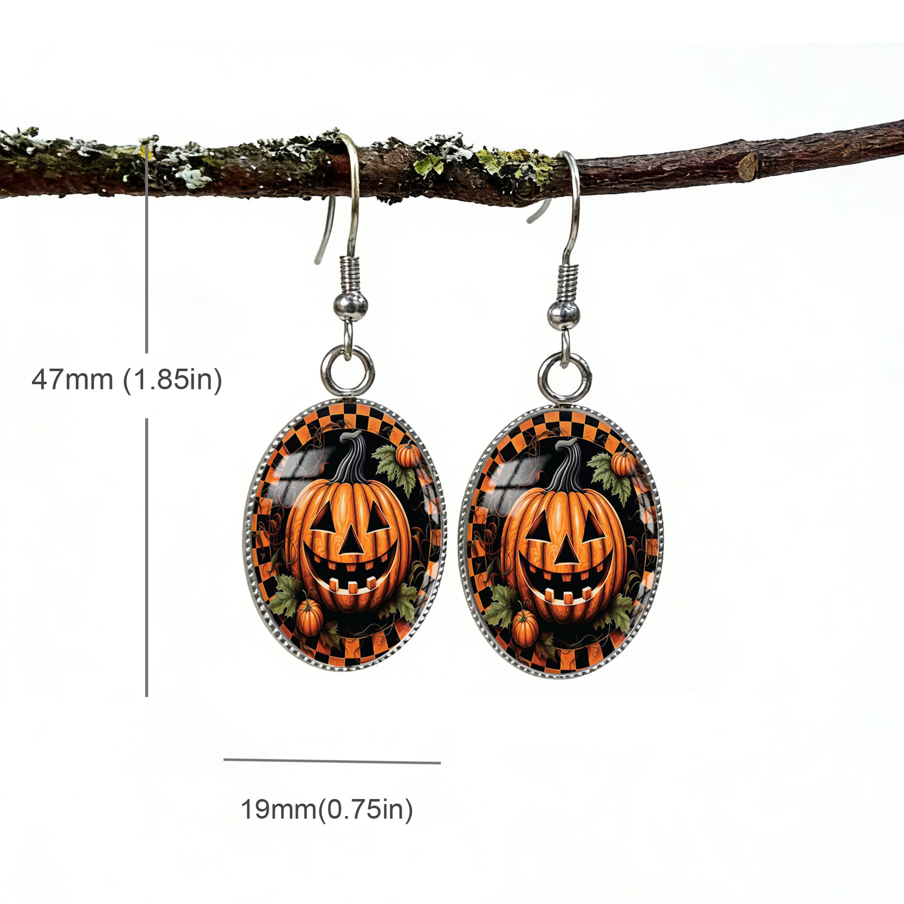 TEMU 1 Paire de Boucles d'Oreilles Artisanales Citrouille en Verre | Bijoux d'Halloween Uniques en Acier Inoxydable | Cadeau Unique Parfait pour