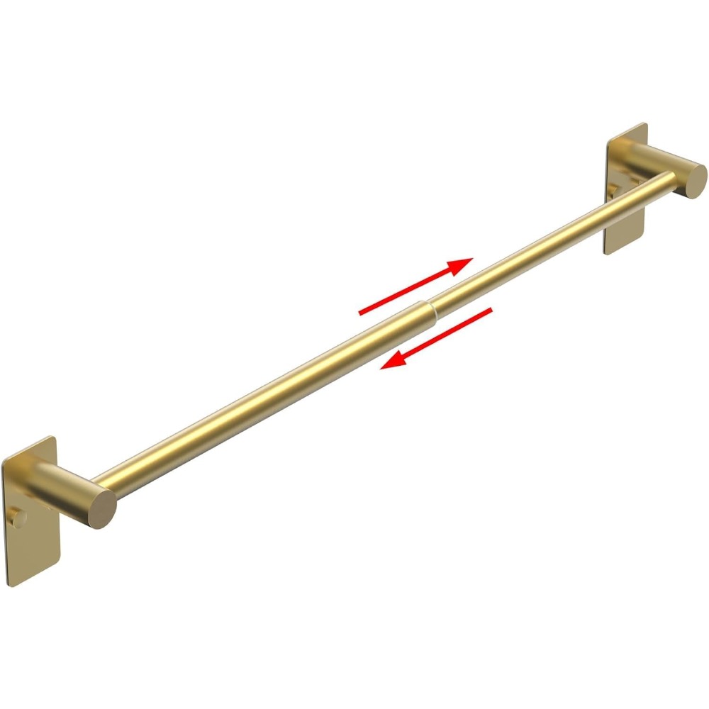 TEMU Towel Bar, 14inch To 25inch Adjustable Towel Holder Rod, Self Adhesive Wall Mounted Hand Or Body Towel Rack For Bathroom Kitchen, 304 Stainless