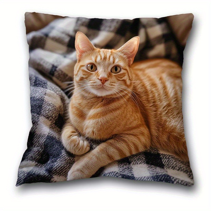 Kissenbezug 40x40 Cm – Schwarze Katze Motiv, Leinenoptik, Mit Reißverschluss, Für Sofa, Bett & Wohnzimmer