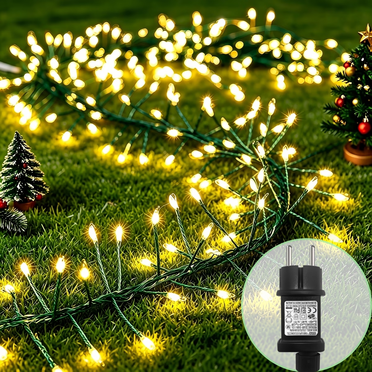 TEMU Guirlande Lumineuse LED à Brancher, Guirlande Lumineuse avec Européenne, Guirlande Lumineuse IP44 Intérieur/Extérieur, Scintillantes LED