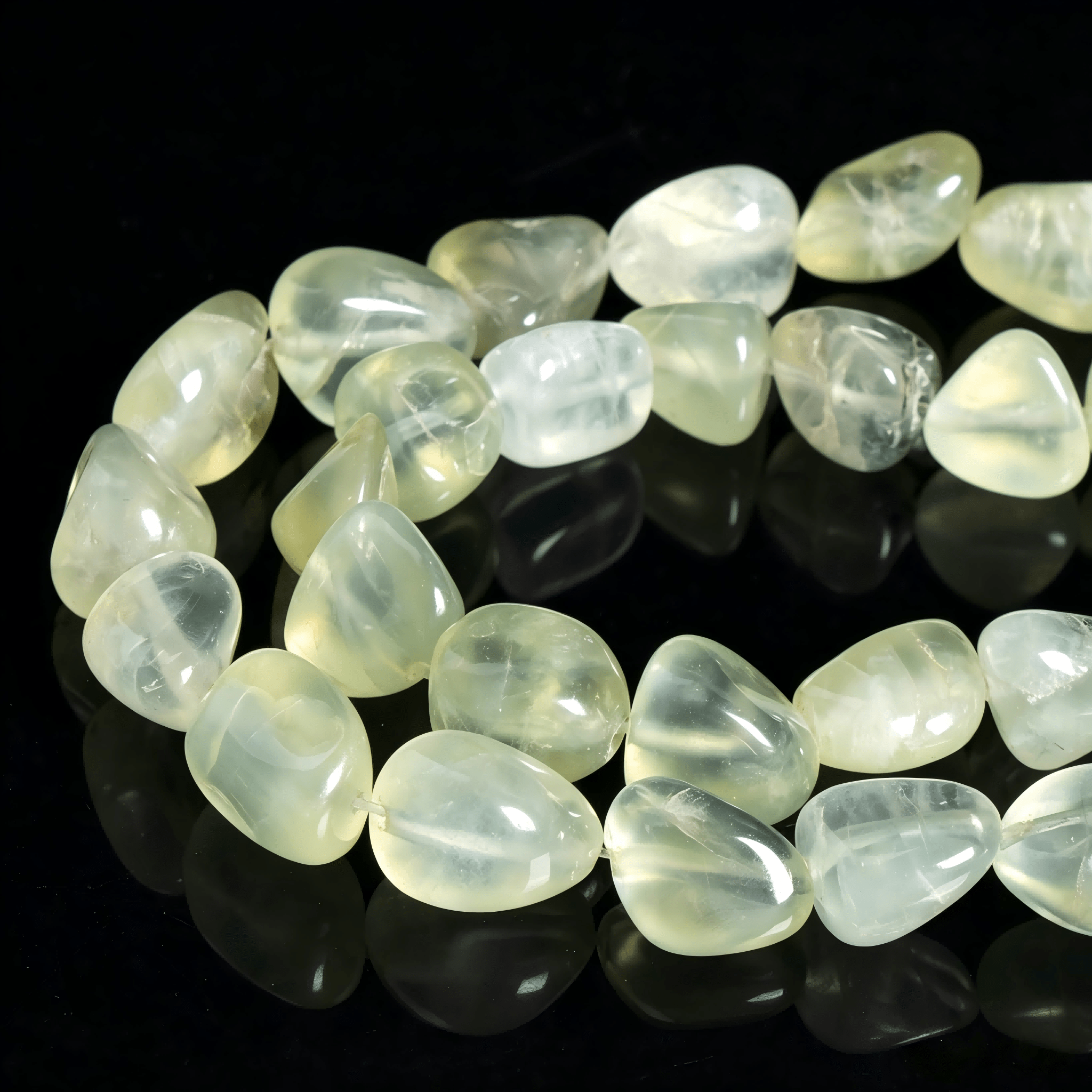 TEMU Perline di Prehnite Pietra AAA da 8-10mm, 38 pz, , Perline Scagliate Ovali Irregolari per Creazione di Gioielli Fai da Te, Collane, Bracciali,