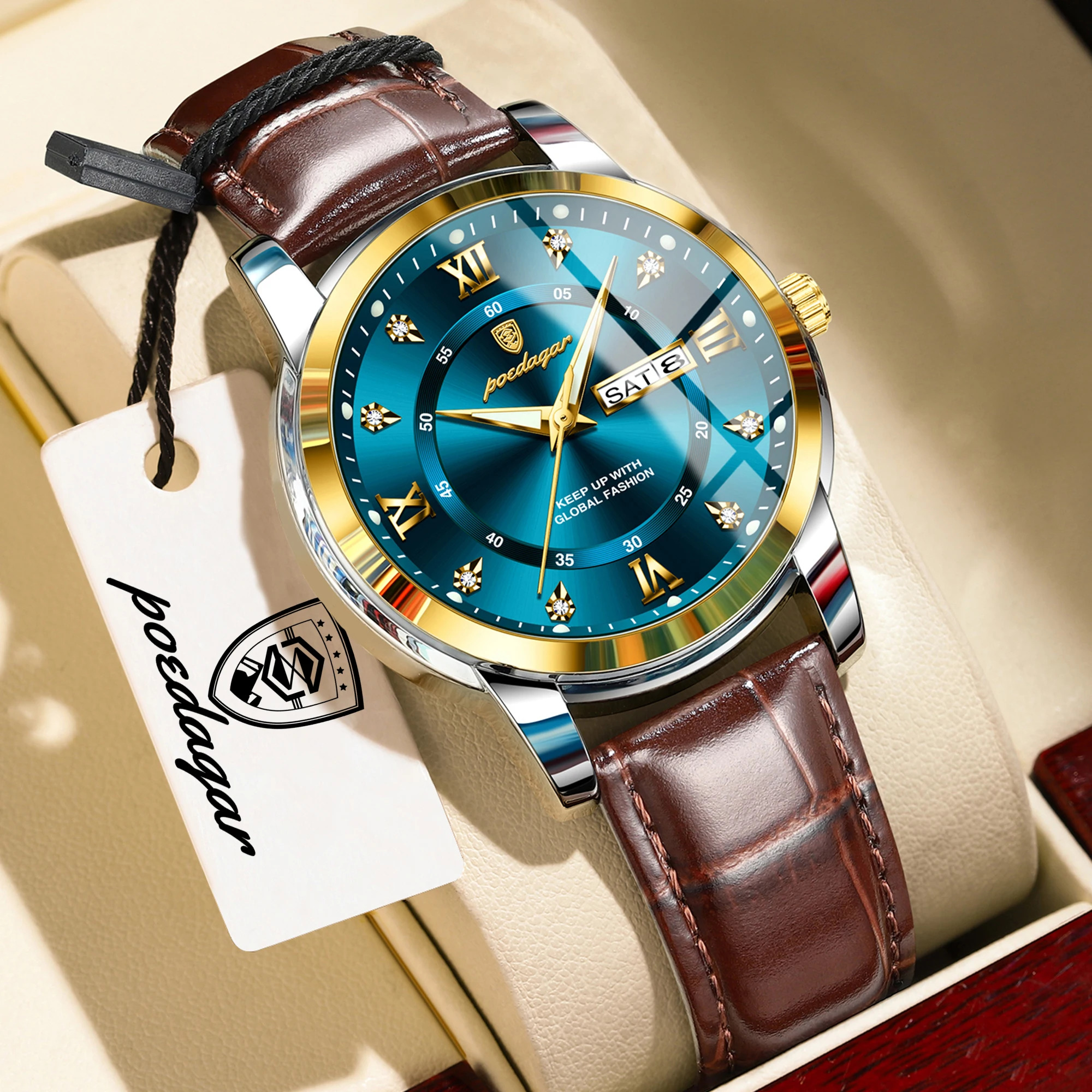 TEMU Top Trendy Original For Man Watch Date Week Men's Wristwatch Reloj