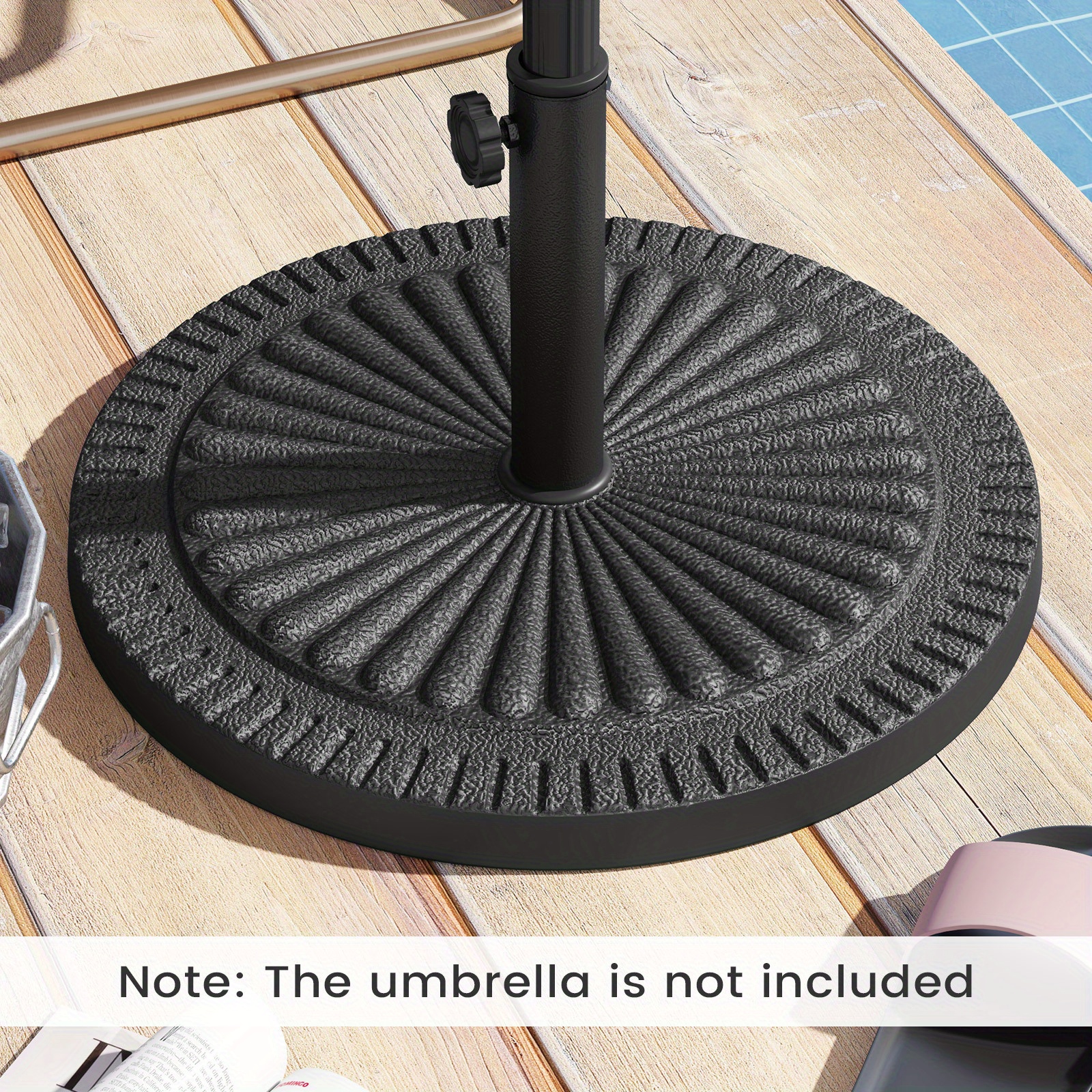 LIFEZEAL 30lbs Umbrella Base, Heavy Duty Outdoor Umbrella Holder for Balcony, Backyard, Poolside, Market, Pole Freestanding, Classic Round Umbrella Standing with Removable Stem and Tightening Knob, Bronze